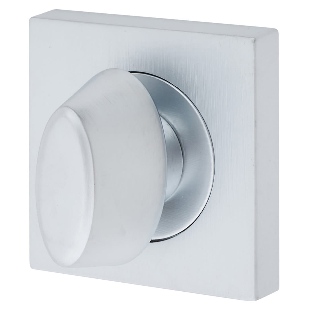 Brass Square Bathroom Turn & Release - 50mm Diameter - Satin Chrome - view 2
