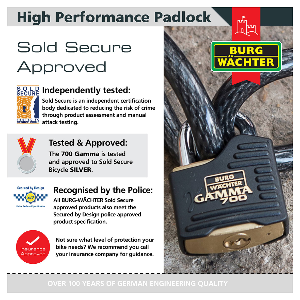 Brass Gamma Padlock - 55mm Body - 22 x 26mm Shackle - Keyed Alike - Pack of 3 - view 2