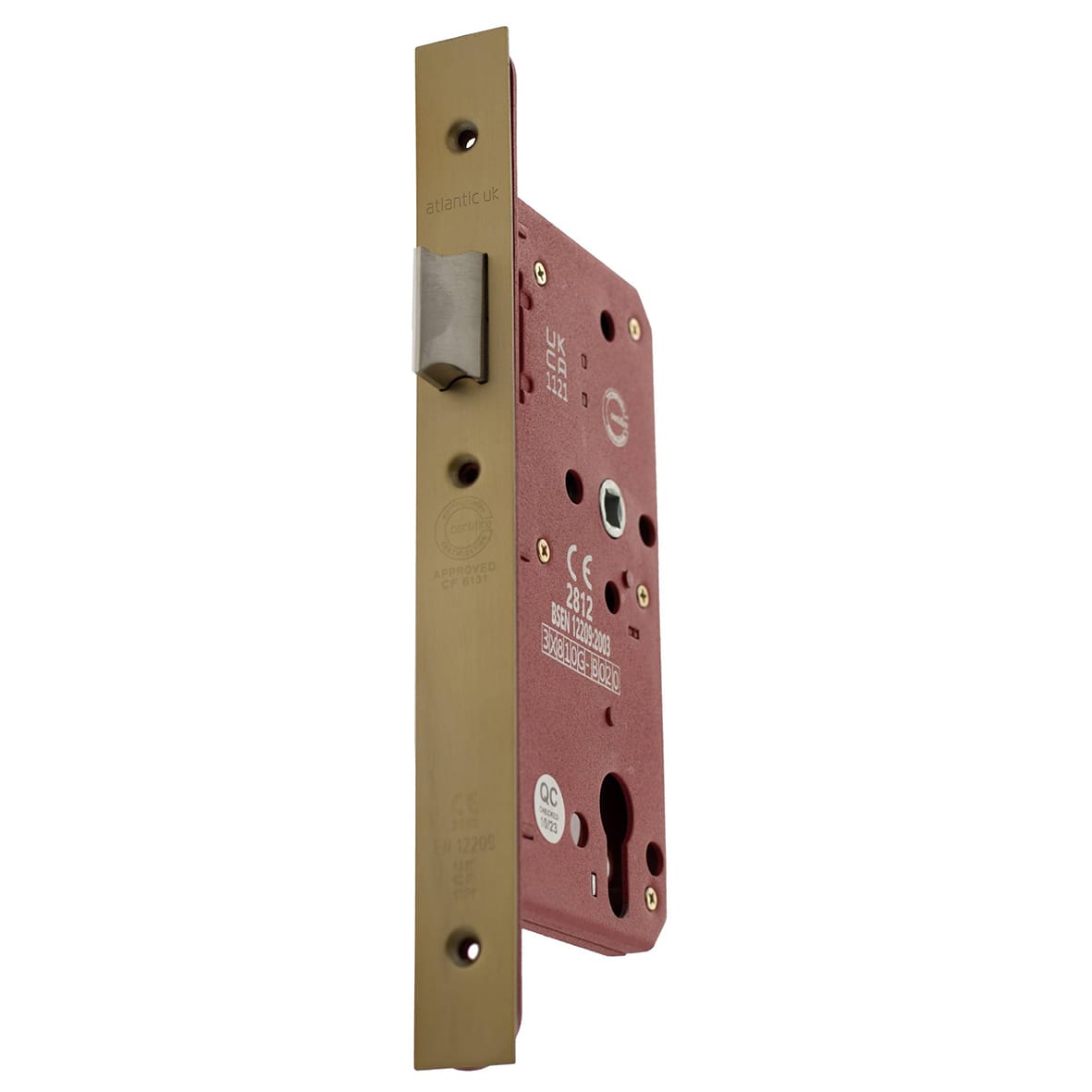 DIN Latch - 88mm Case - 60mm Backset - Square - Satin Brass - view 2