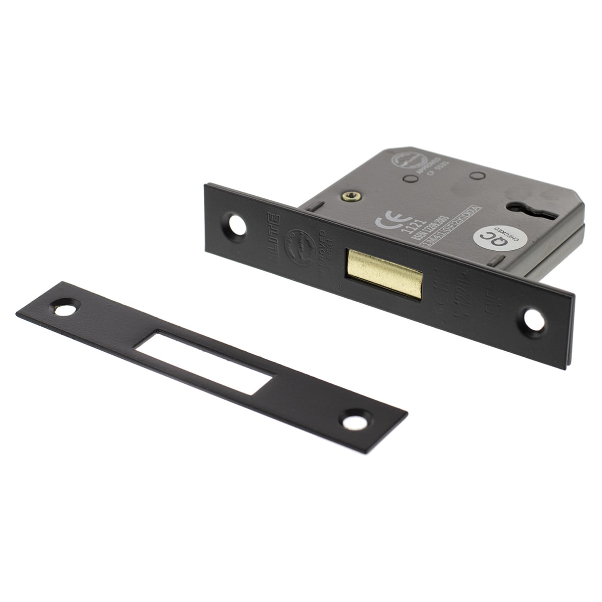 3 Lever Deadlock - 77mm Case - 57m Backset - Matt Black - view 2