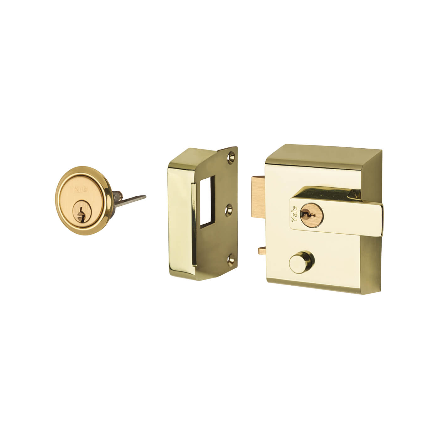 P2 Double Locking Nightlatch - 40mm Backset - Polished Brass Case/Cylinder - view 2