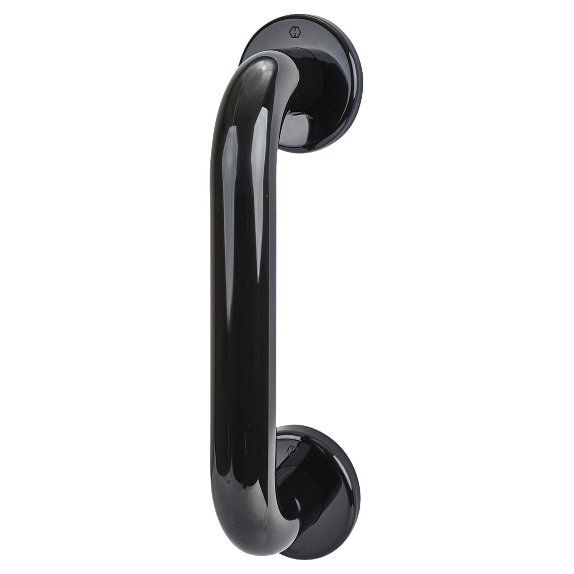 Ebony Black Nylon D-Bar Door Pull Handle on Rose - Screw Fix - 300mm c/c - view 2