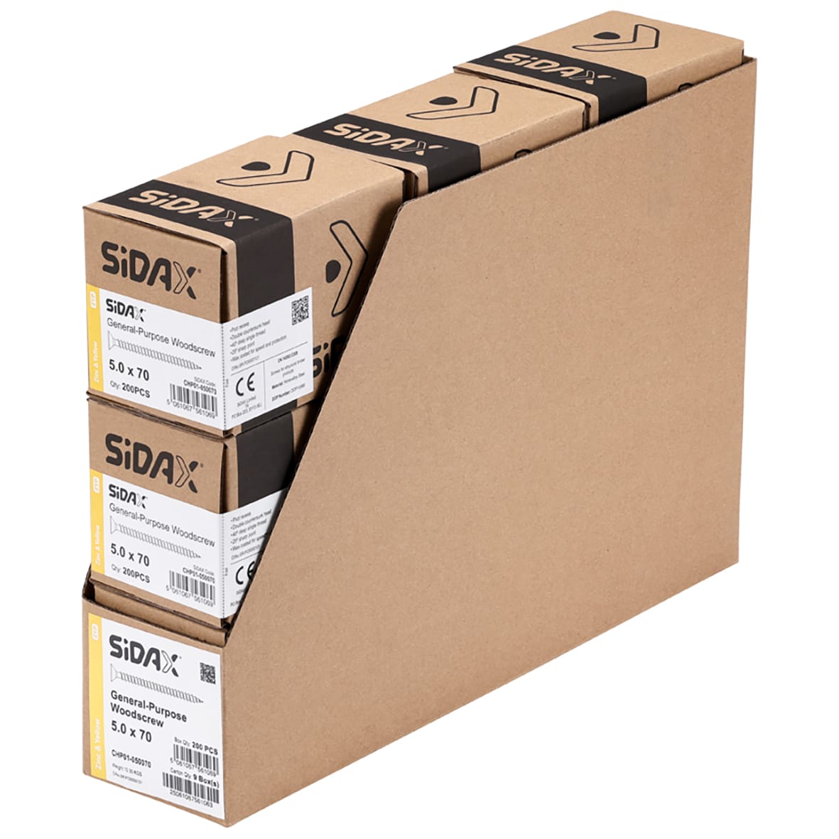 General Purpose Pozi Countersunk Chipboard Wood Screws - 5.0 x 70mm - Yellow Zinc - Pk of 200 - view 3