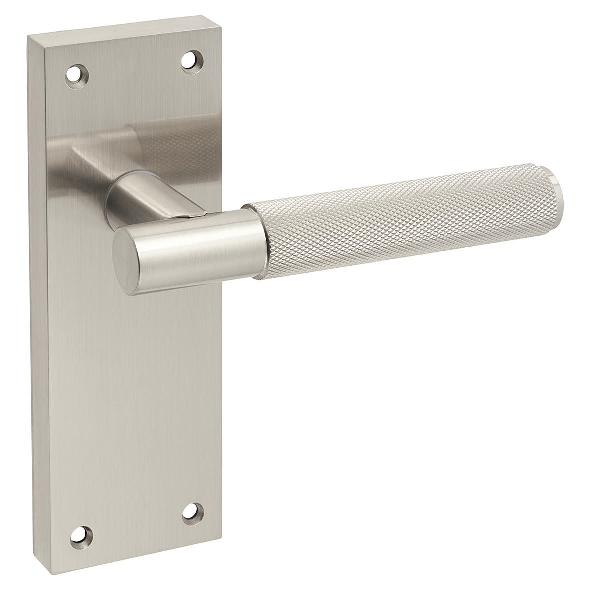 Satin Nickel Knurled Latch Door Handles - Remi Range - 155 x 55mm - view 2