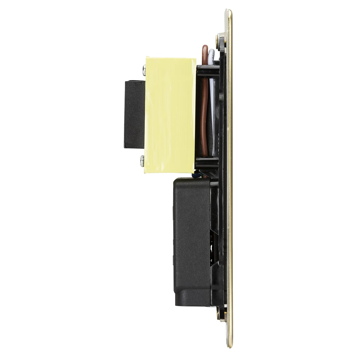 115/230V Flat Plate Dual Voltage Shaver Socket - Brushed Brass with Black Insert - view 3