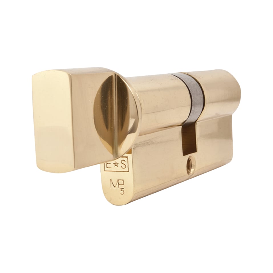 5 Pin 70mm Euro Thumbturn Cylinder - 35mm Turn + 35mm - Polished Brass - Keyed to Differ - view 3