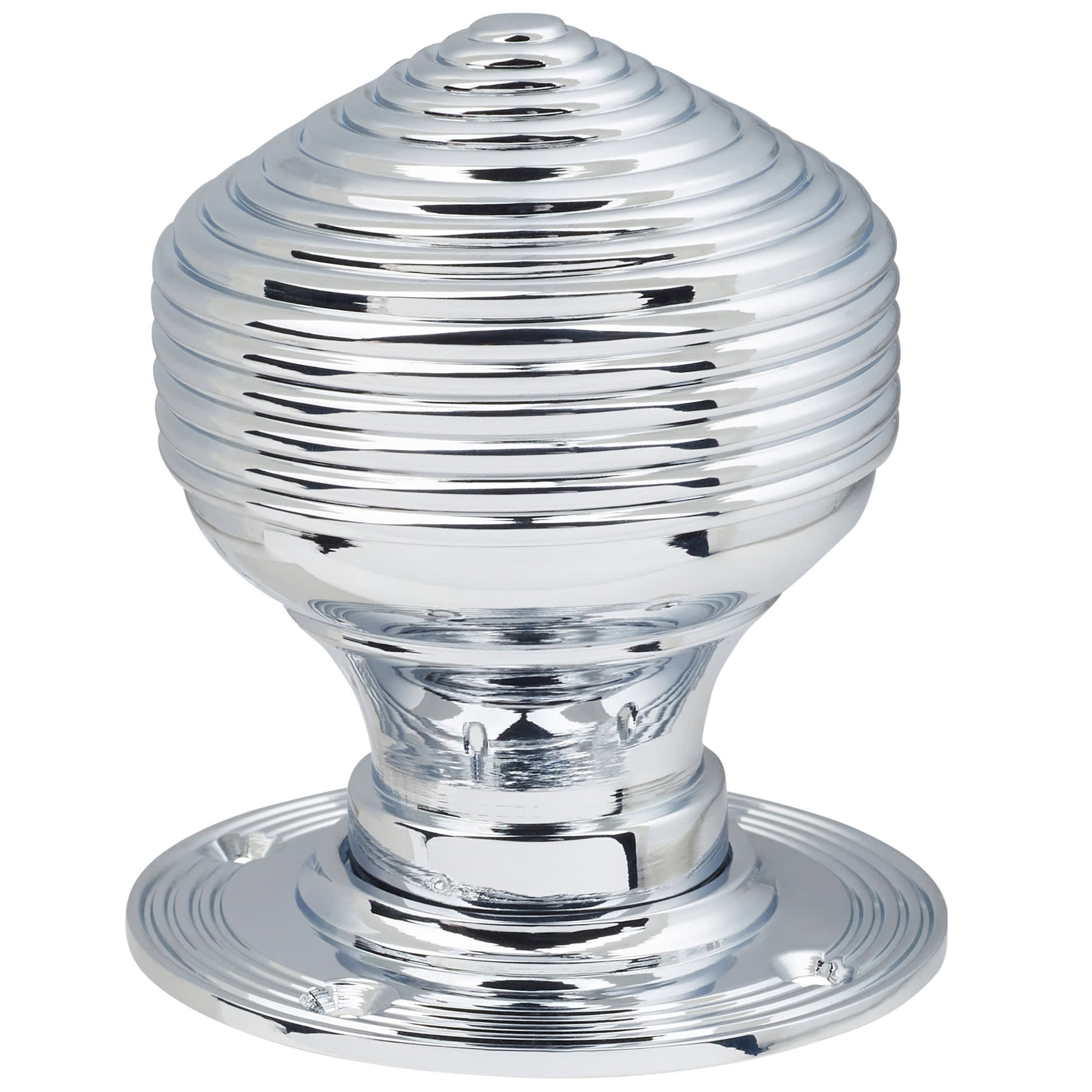 Polished Chrome Edwardian Beehive Mortice/Rim Door Knob - 60mm Rose Diameter - view 2