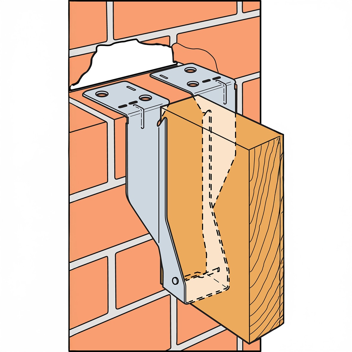 Masonry Joist Hanger for Solid Joists - 150 x 47mm - view 5