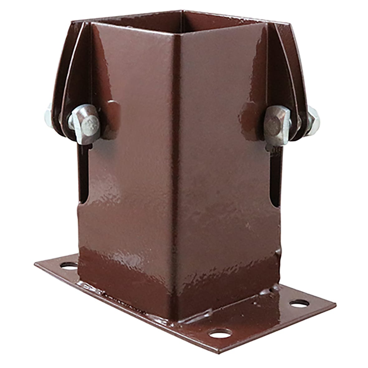 Flush Fit Bolt Down Fence Post Shoe - Bolt Secure - 100 x 100mm - Oxide Red - view 2