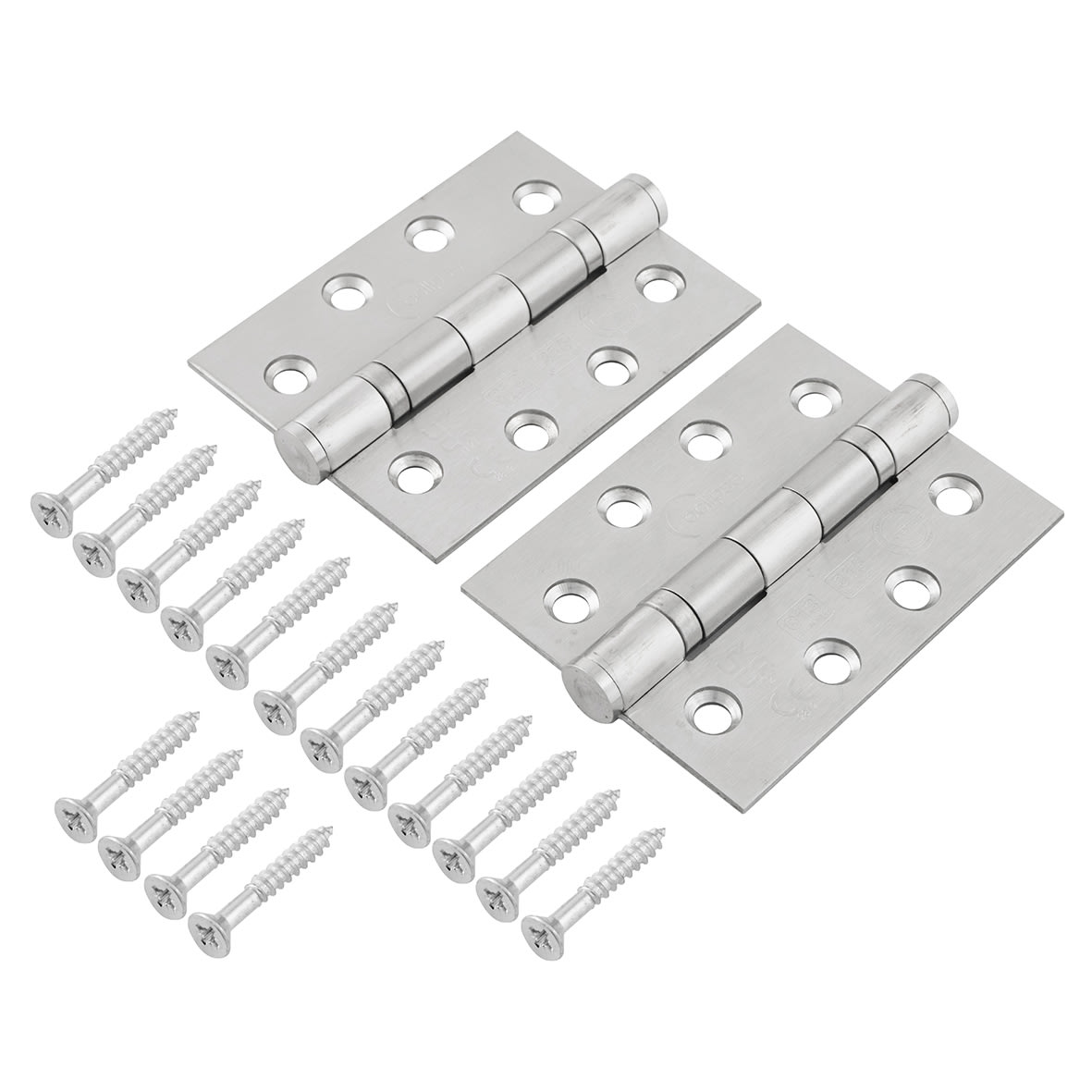 Ball Bearing Marine Grade Butt Fire Door Hinge - 102 x 76 x 3mm - Satin Stainless - Pair - view 2