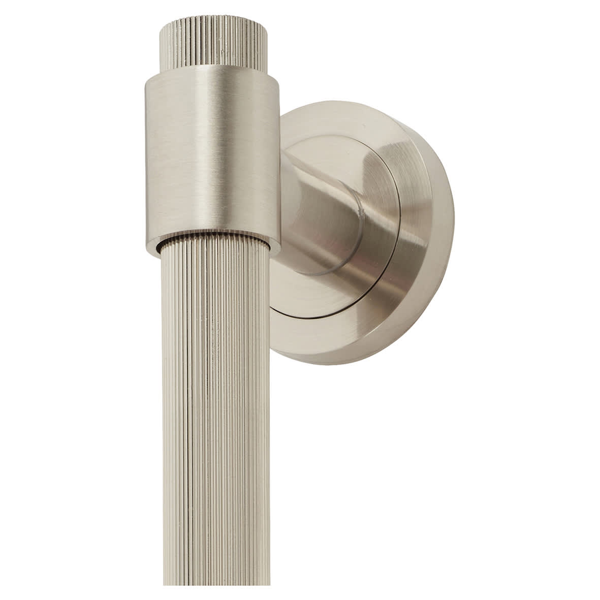 Satin Nickel 52mm Lines T-Bar Door Pull Handle on Rose - Screw Fix - 300mm Centres - view 2