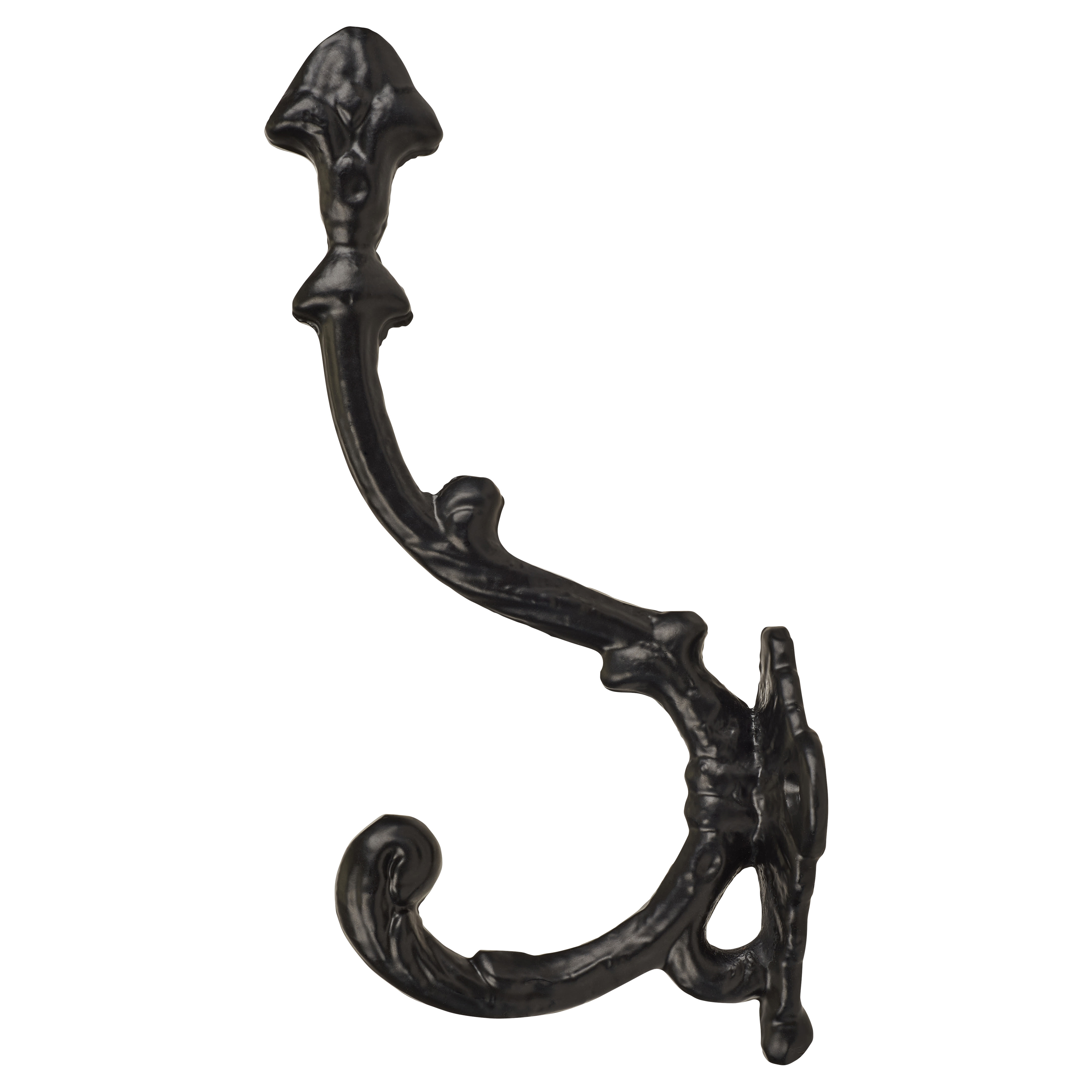 Single Hat & Coat Hook - 180mm Height - Antique Black Iron - view 3