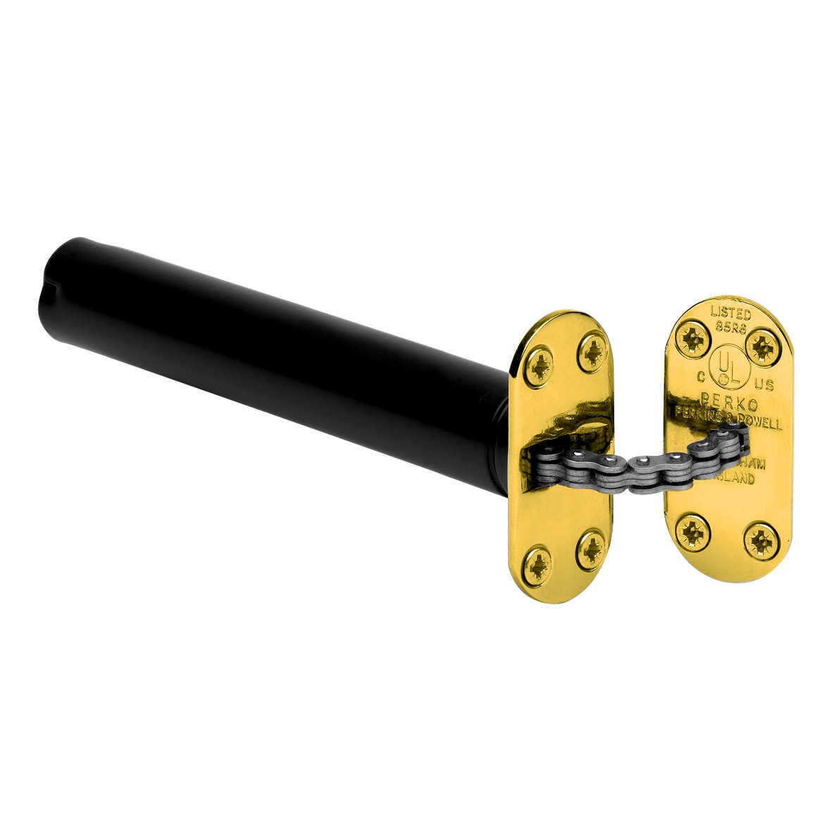 Extended Perko R21 Concealed Chain Door Closer - Radius Plate - Polished Brass - view 2