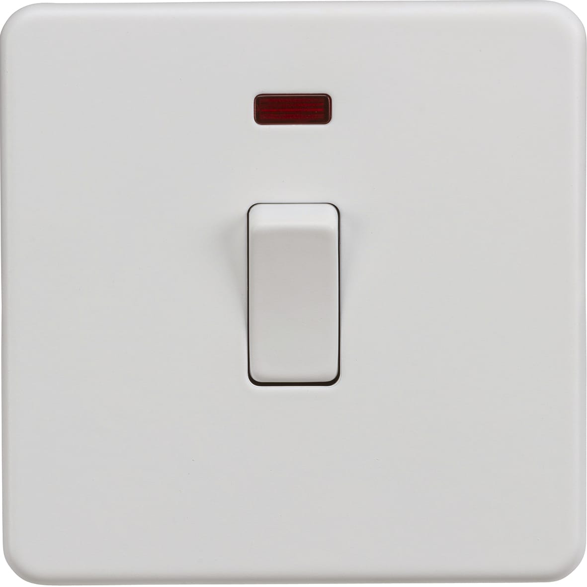 20A 1 Gang Double Pole Screwless Flat Plate Appliance Switch with Neon - Matt White - view 3
