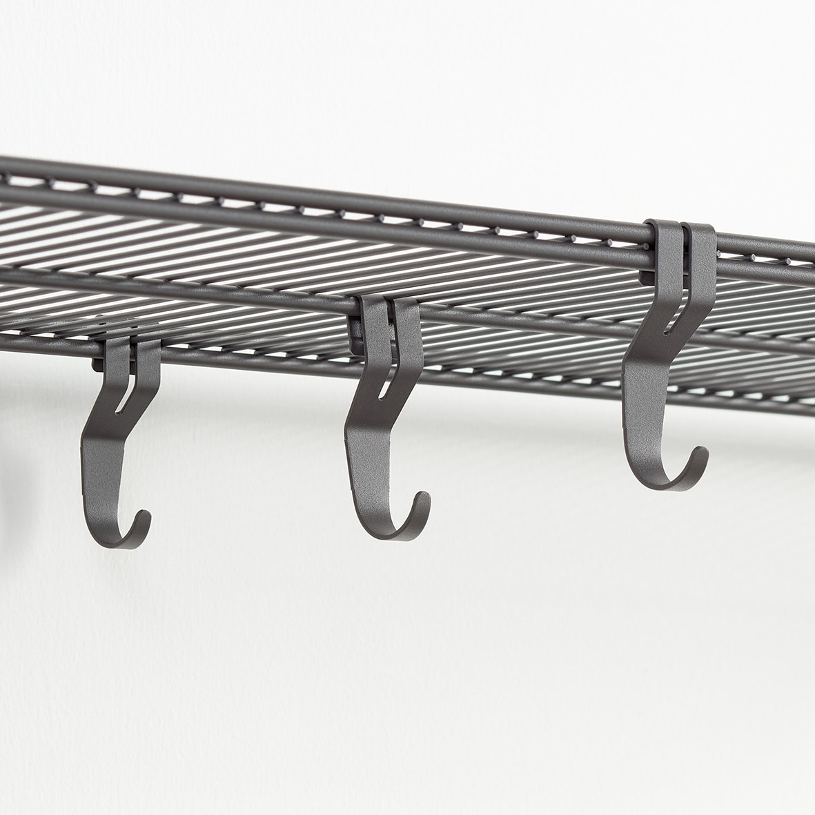 Garage+ Storage Top Track System - Hook for Ventilated Wire Shelf - Matt Grey - Pack of 3 - view 2
