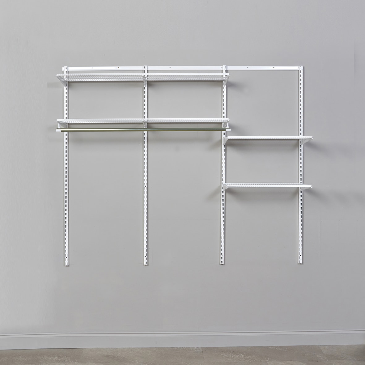 Wardrobe & Storage Starter Kit - 3 Bay, 6 Ventilated Wire Shelf - 1855 x 1532 x 320mm - White - view 3