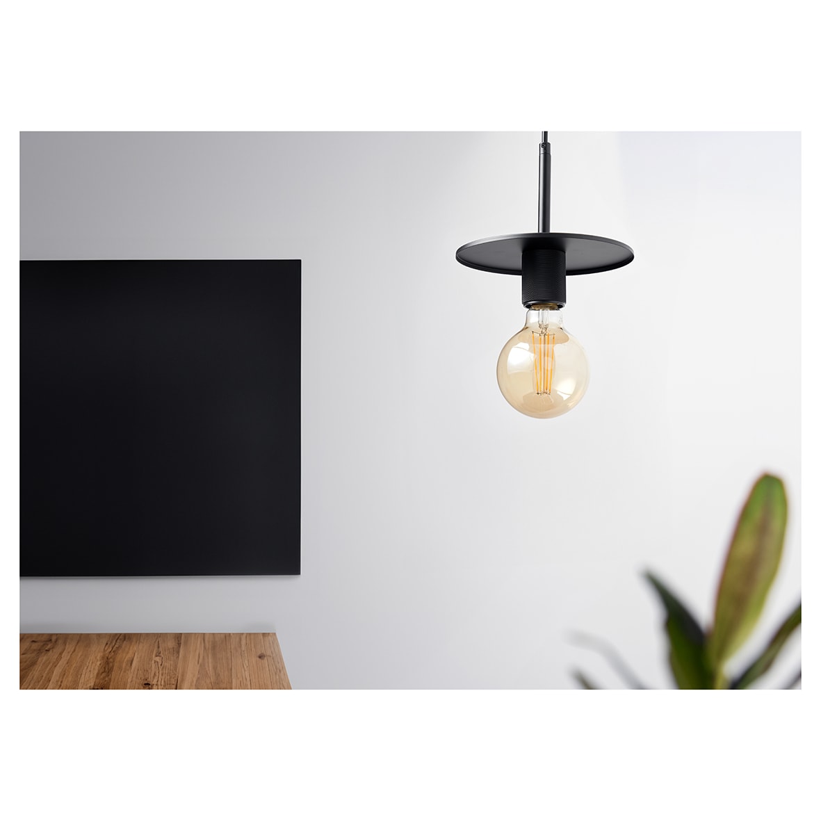 Savaneta Knurled Ceiling Light Pendant - Matt Black Fittings and Plate - view 2