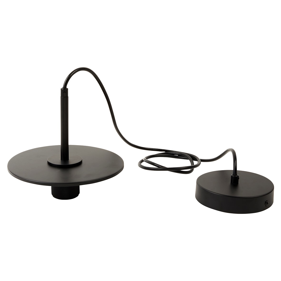 Savaneta Knurled Ceiling Light Pendant - Matt Black Fittings and Plate - view 4