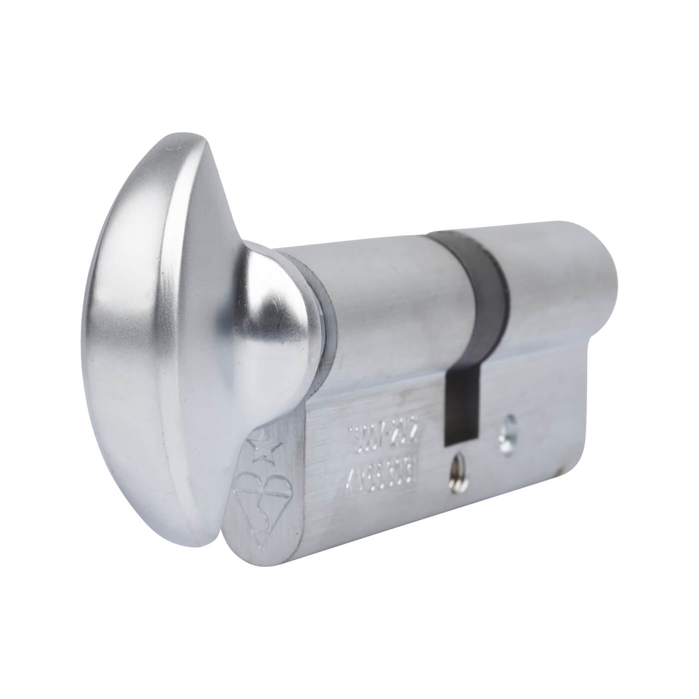 1 Star 6 Pin Kitemarked 80mm Euro Thumbturn Cylinder - 40mm Turn + 40mm - Satin Chrome - view 3