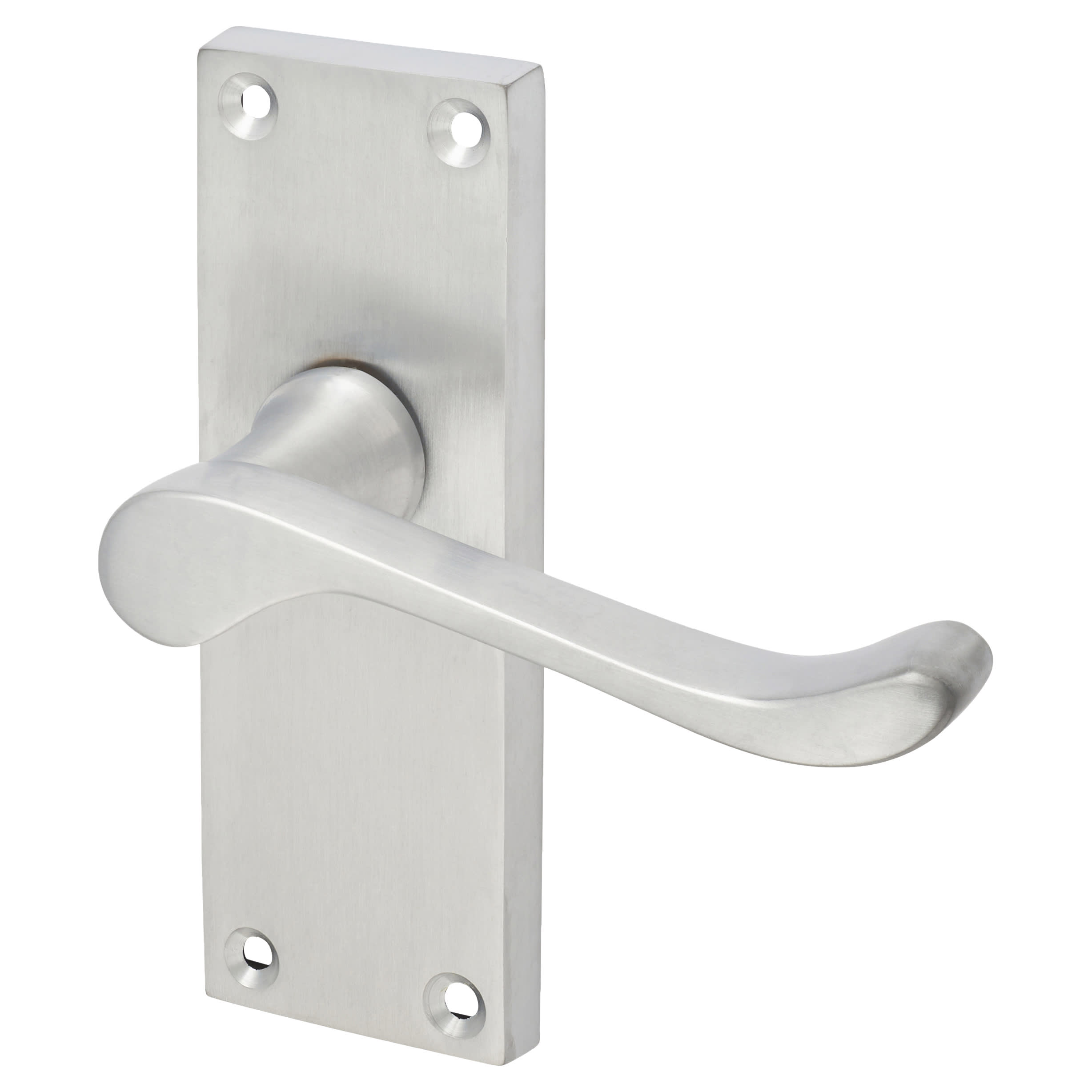 Satin Chrome Victorian Scroll Latch Door Handles - Short Plate - 118 x 42mm - view 2