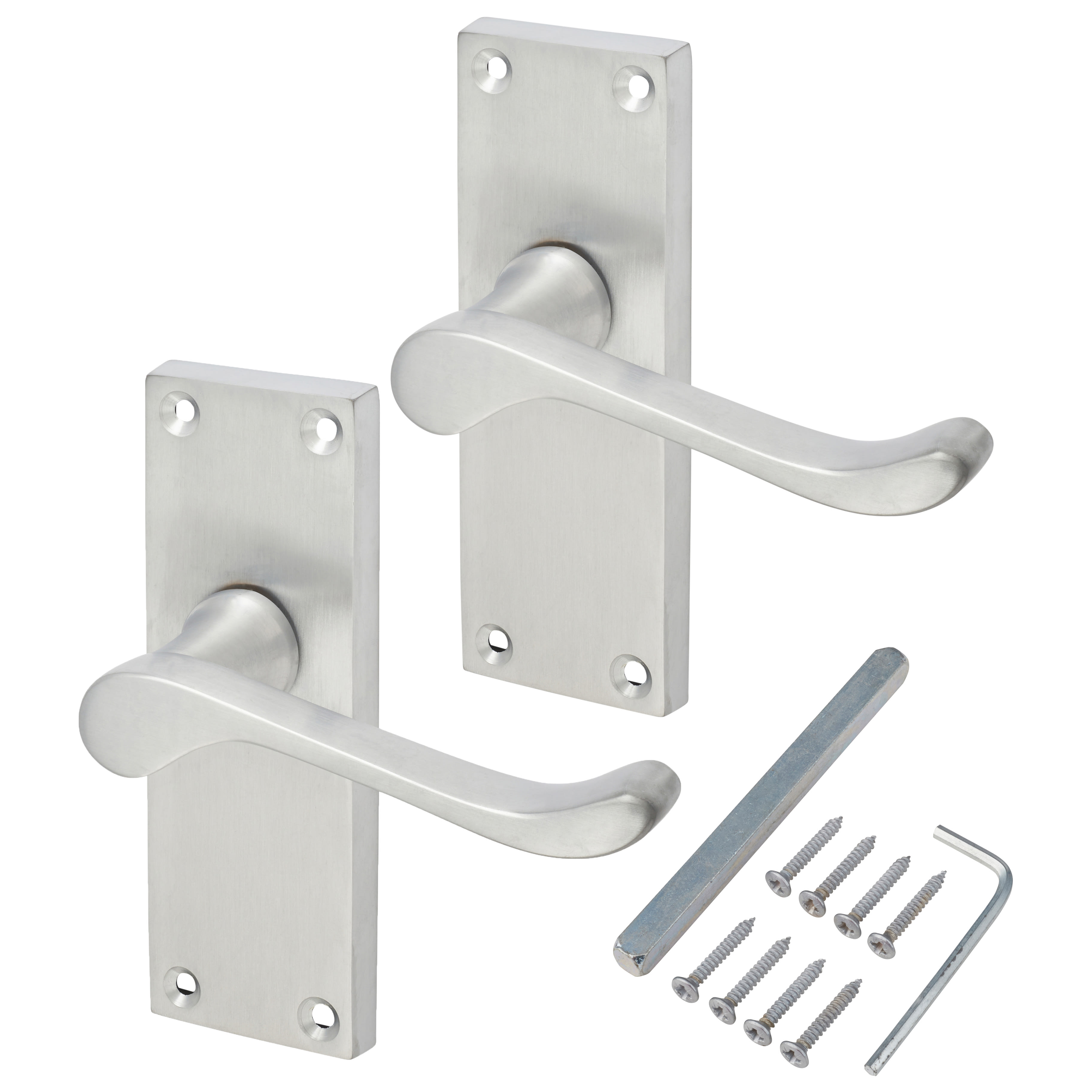 Satin Chrome Victorian Scroll Latch Door Handles - Short Plate - 118 x 42mm - view 3