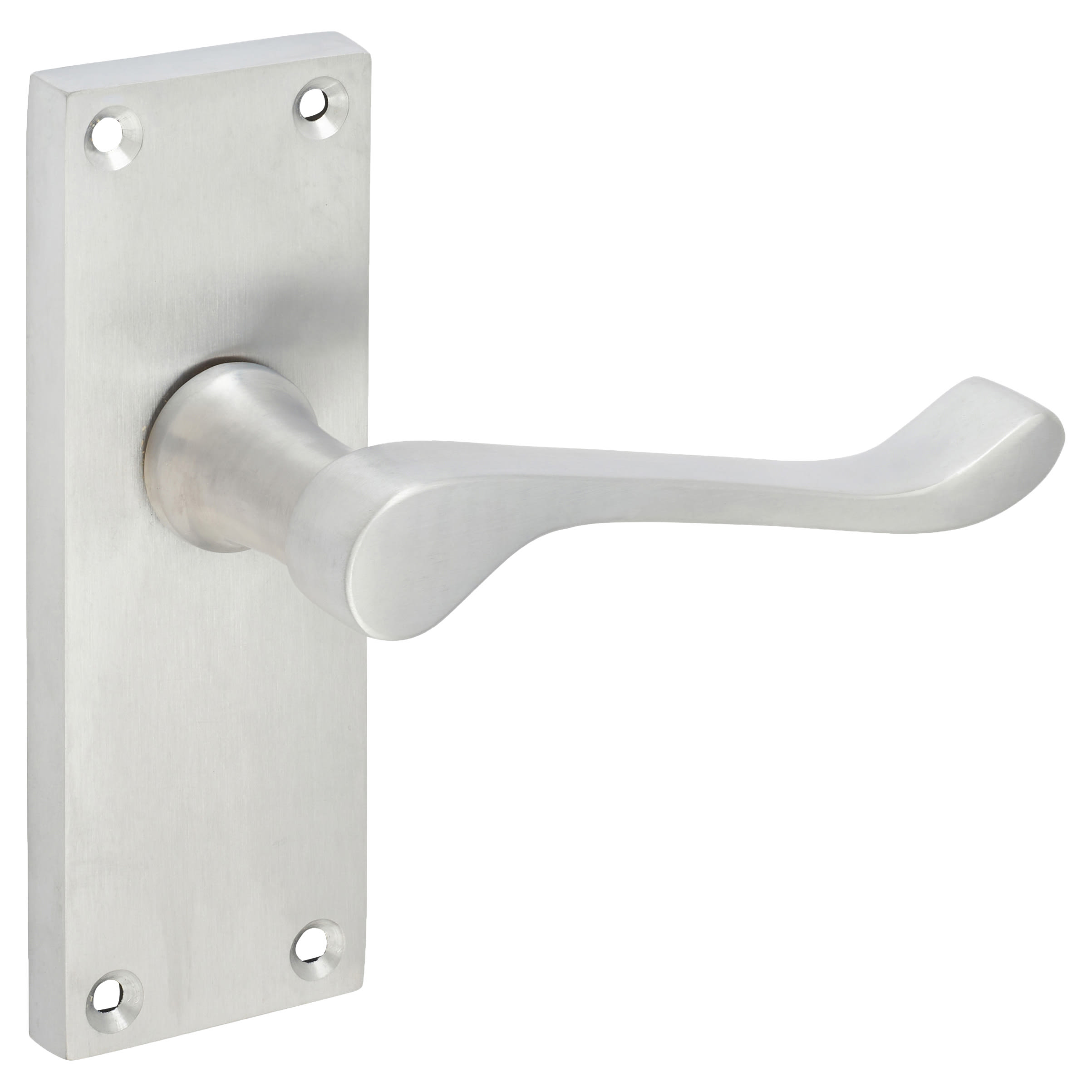 Satin Chrome Victorian Scroll Latch Door Handles - Short Plate - 118 x 42mm - view 4