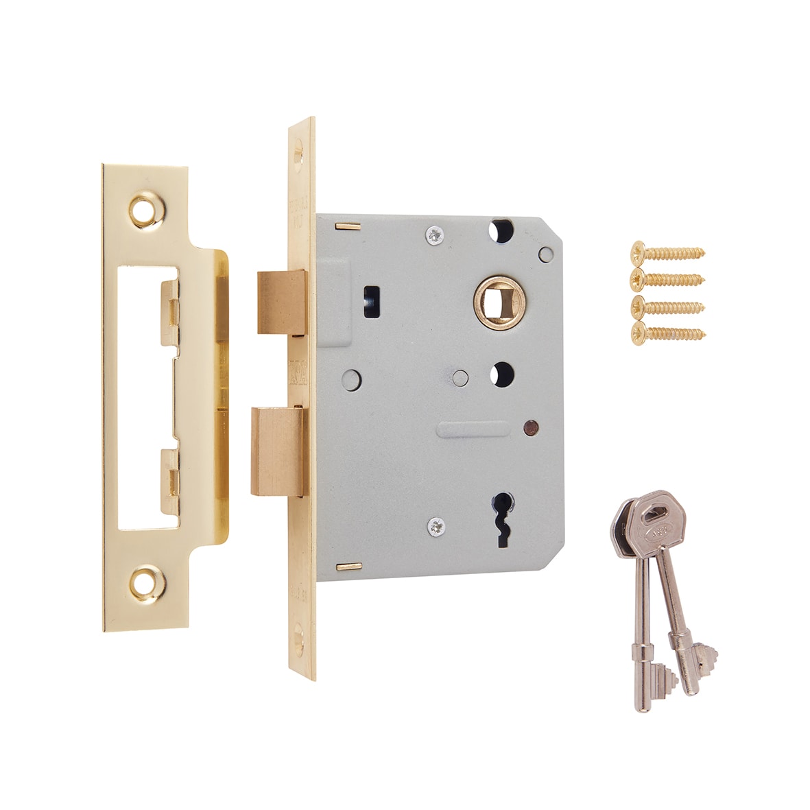 3 Lever Sashlock - 76mm Case - 56mm Backset - Polished Brass - view 4