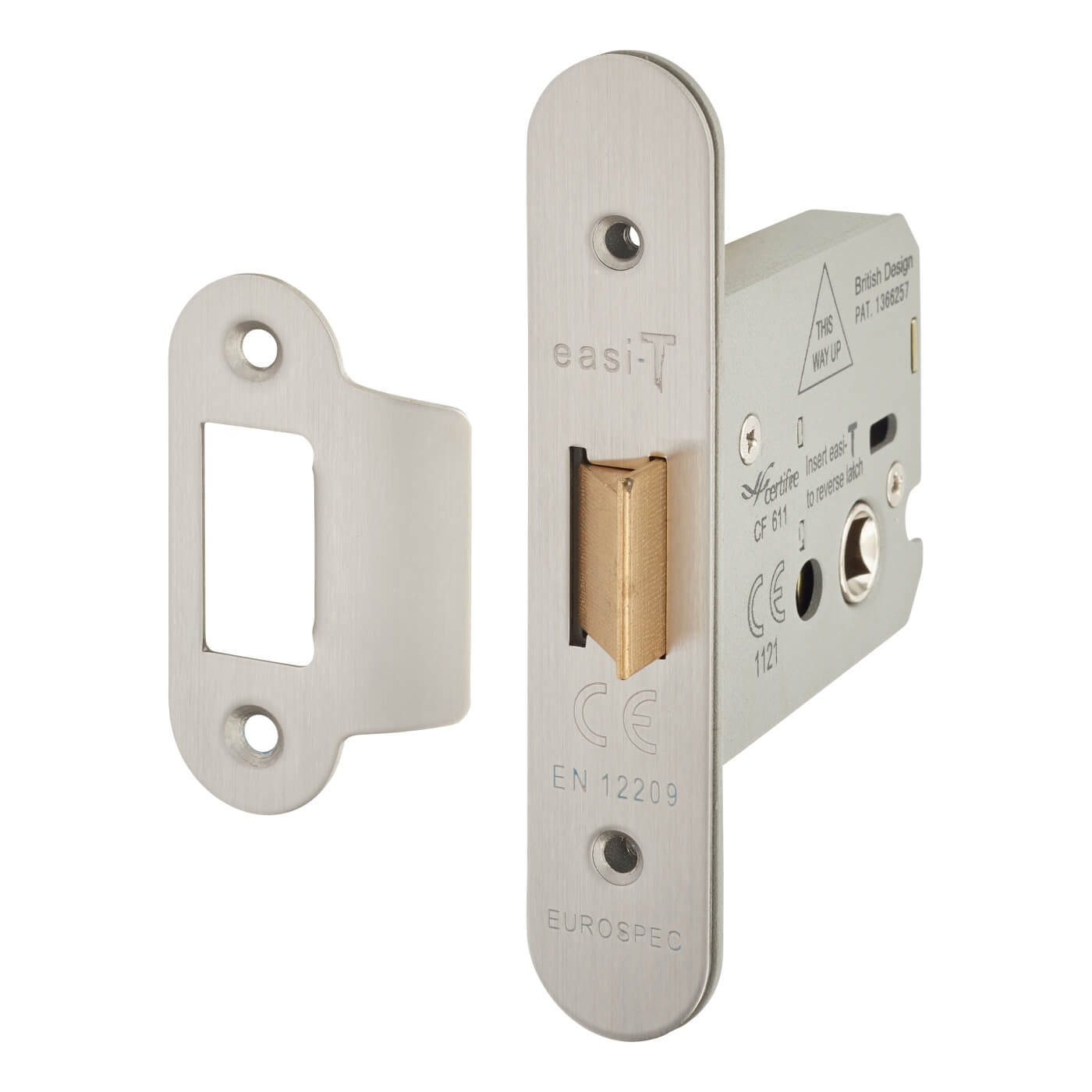 Heavy Duty Bolt Through Flat Latch - 79mm Case - 57mm Backset - Radius - Satin Stainless Steel - view 2