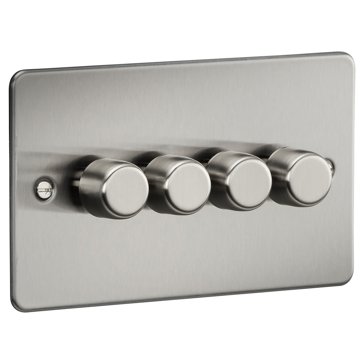 5-150W 4 Gang 2 Way Push On/Off Rotary Flat Intelligent LED Dimmer - Brushed Chrome - view 2