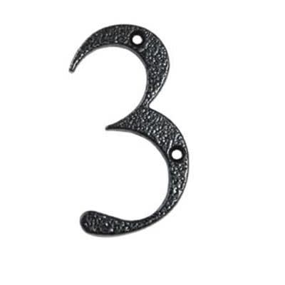 76mm Screw Fix Door Numeral - 3 - Antique Black Iron - view 2