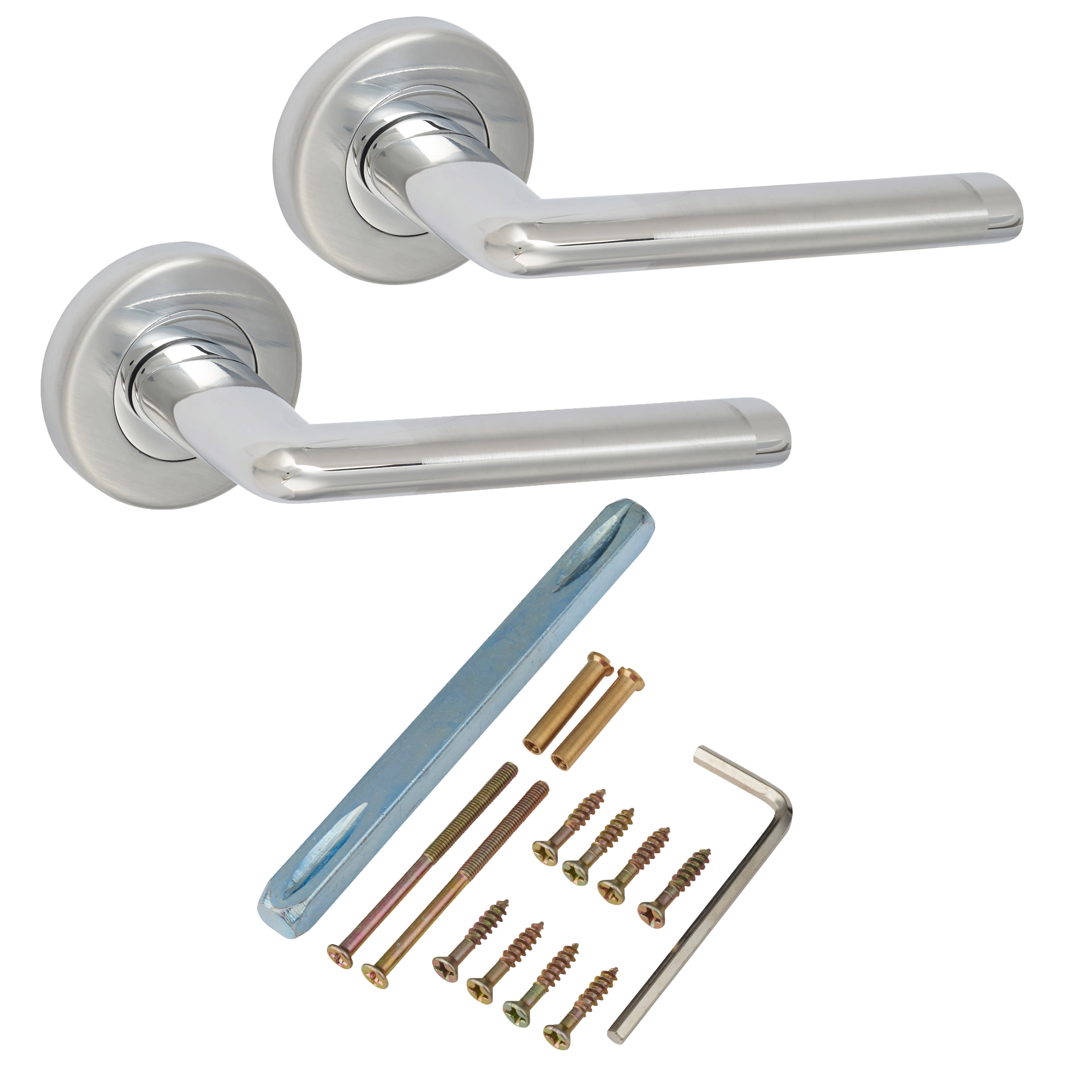 Polished/Satin Chrome Door Handles on Round Rose - Lena Range - view 3