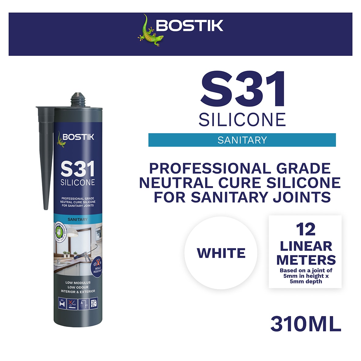 S31 Neutral Sanitary Sealant - 310ml - White - view 2