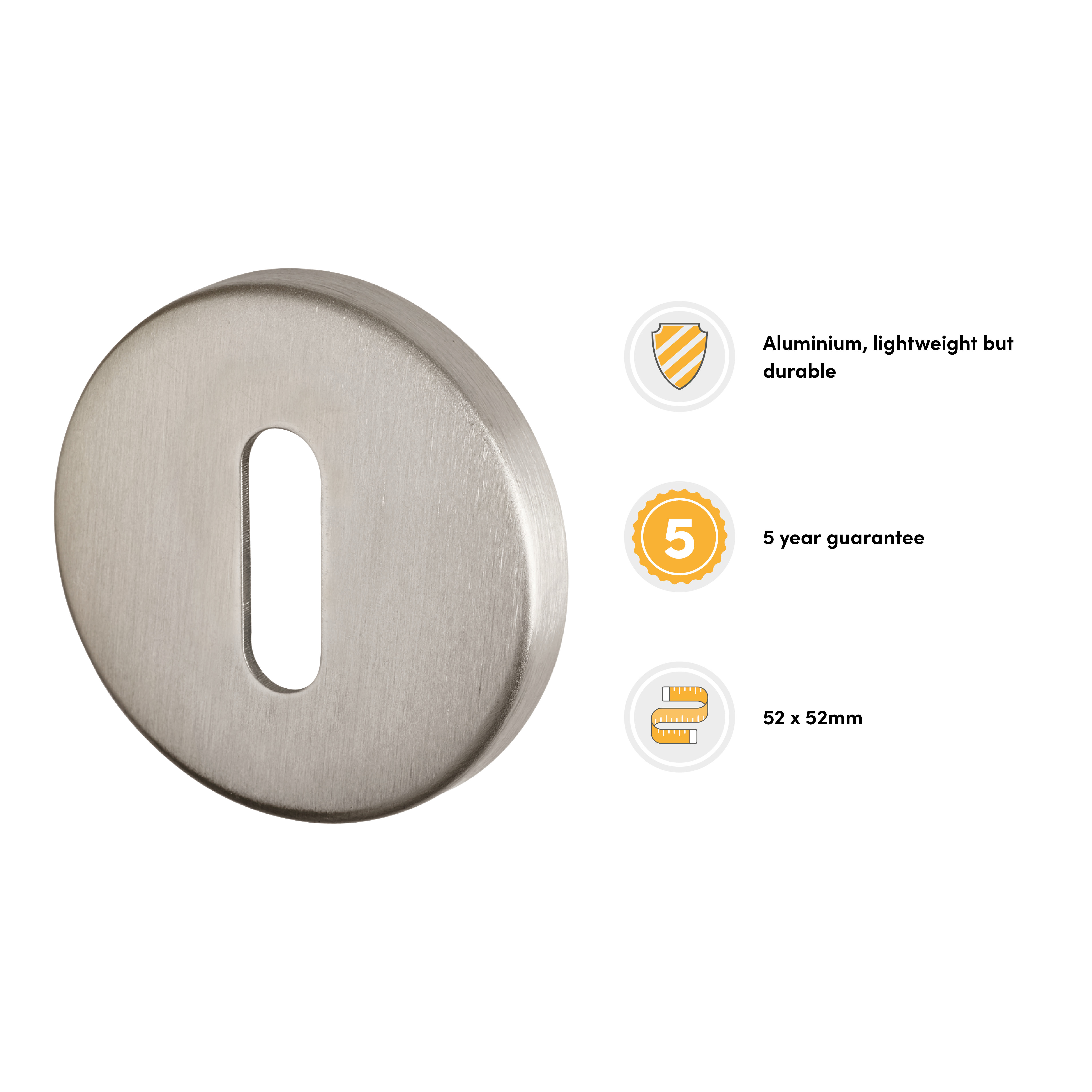 Escutcheon - 52mm Diameter - Keyhole - Satin Stainless Steel - view 3