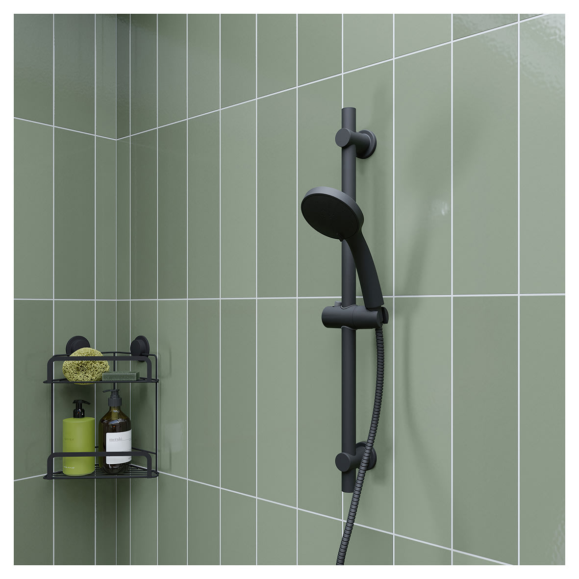Presion Single Spray Shower Handset - Matt Black - view 4