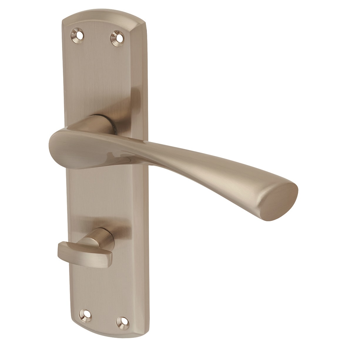 Satin Nickel Bathroom Lock Door Handles Pack - Monza Range - view 2