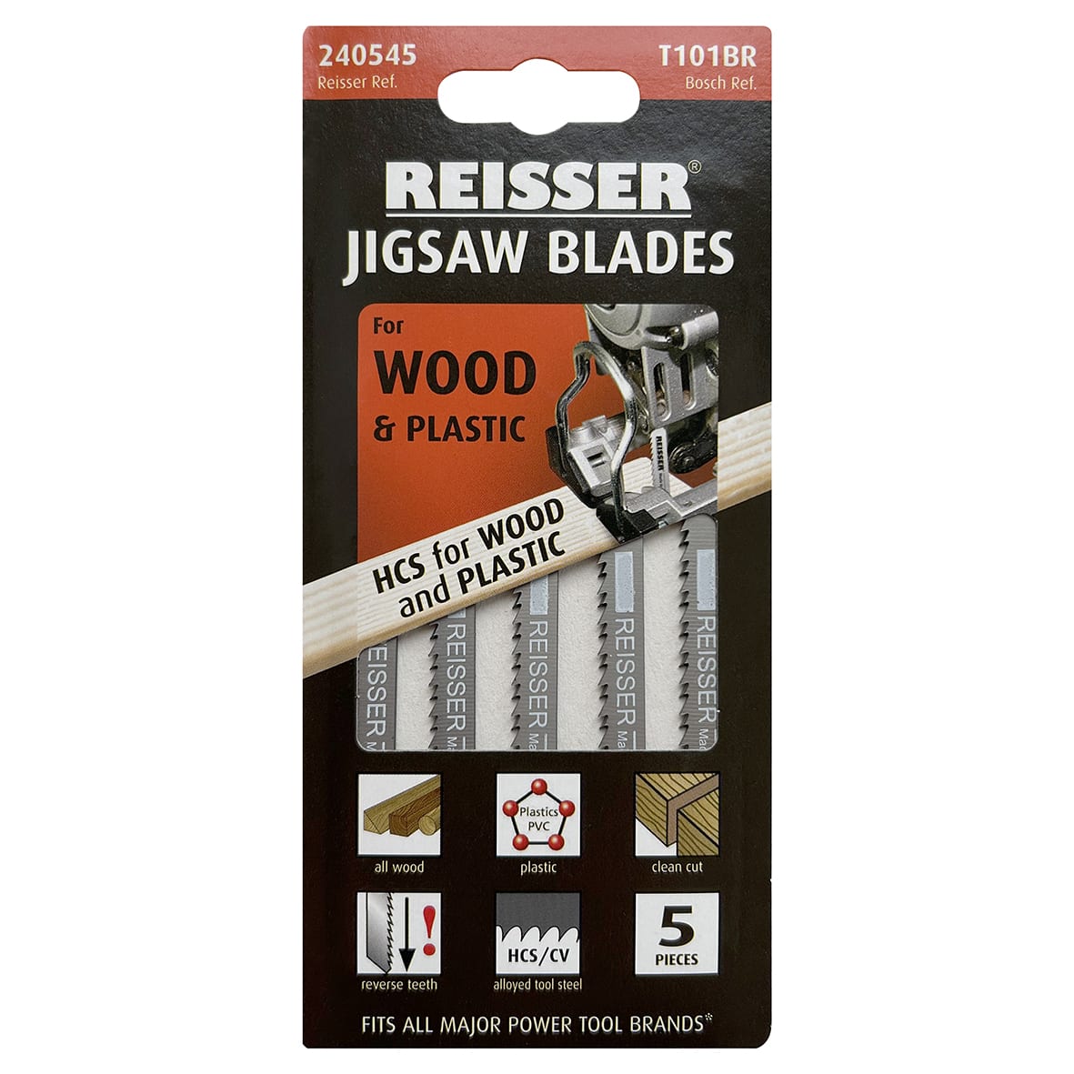T101BR Jigsaw Blade for Wood - 100 x 7.8 x 1.45mm - 10 TPI - Pack of 5 - view 3