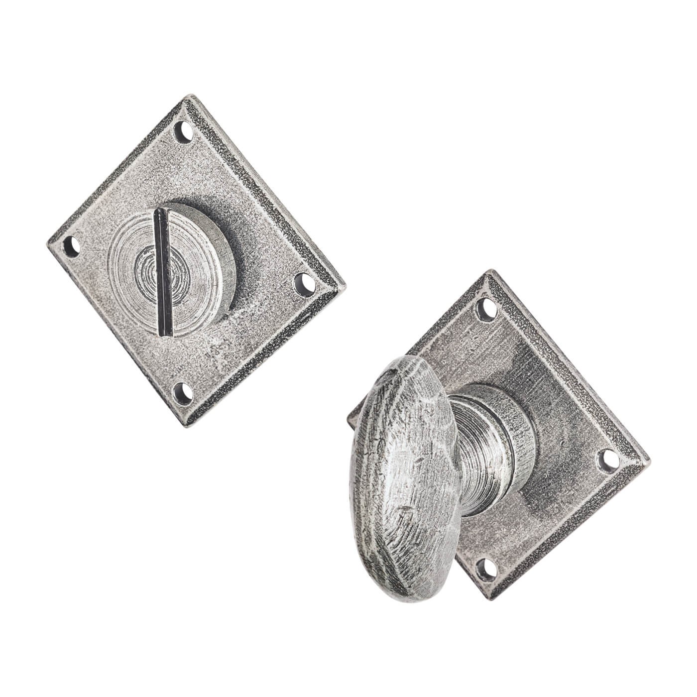 Square Bathroom Turn & Release - 54mm Diameter - Pewter - view 2