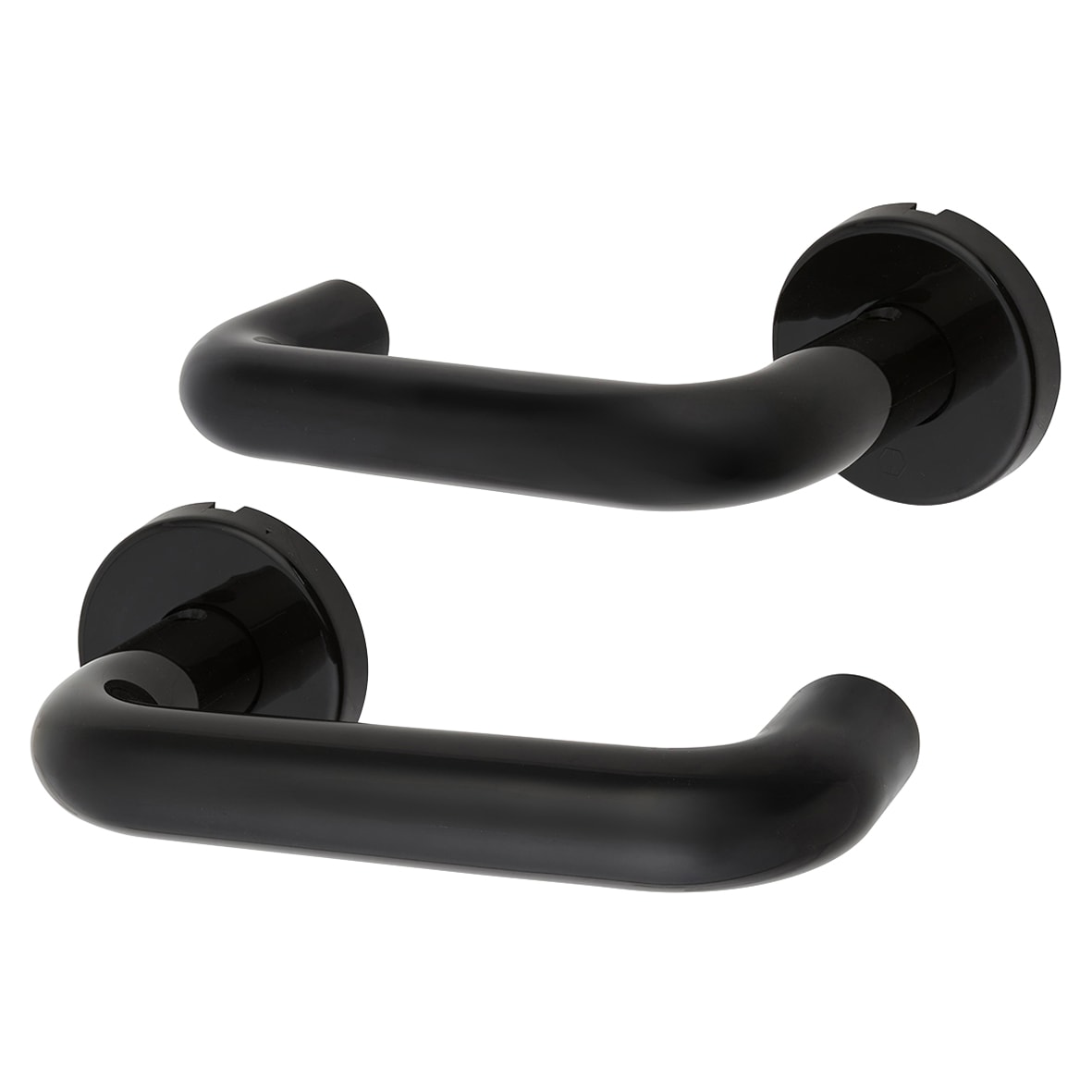 Ebony Black Nylon Steel Core Safety Door Handle on Rose - Paris Range - view 2