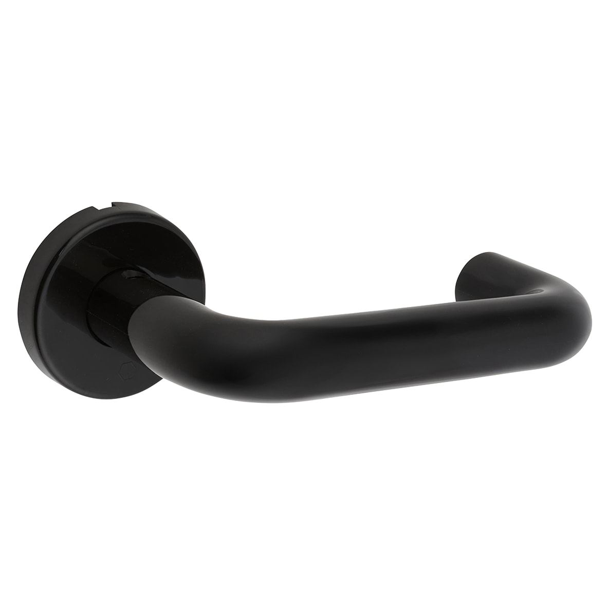 Ebony Black Nylon Steel Core Safety Door Handle on Rose - Paris Range - view 5