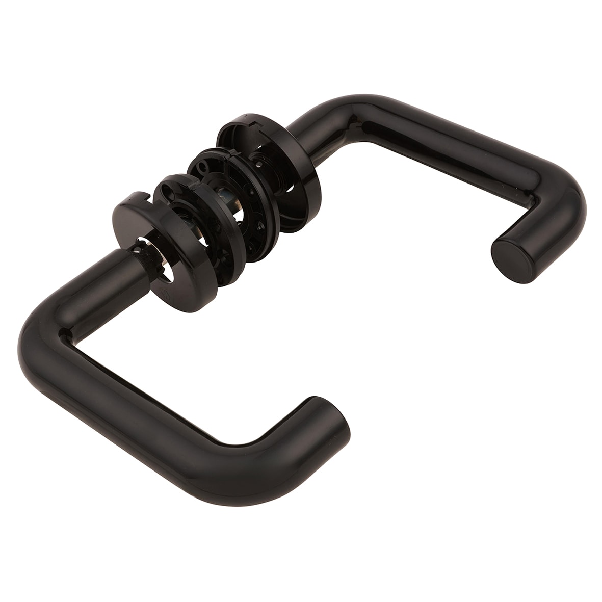 Ebony Black Nylon Steel Core Safety Door Handle on Rose - Paris Range - view 6