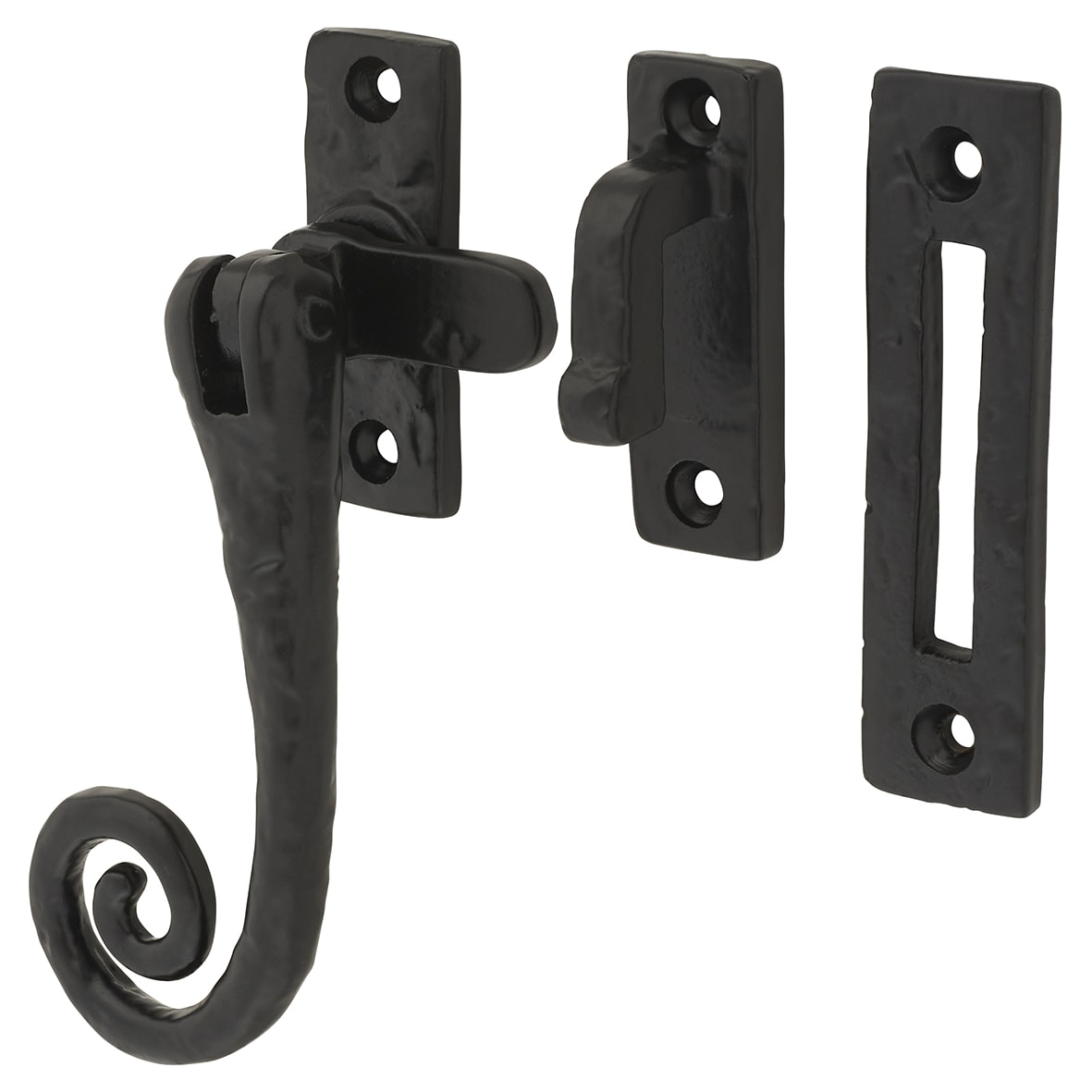 Curly Tail Mortice & Hook Plate Casement Window Fastener - Reversible - Antique Black - view 2