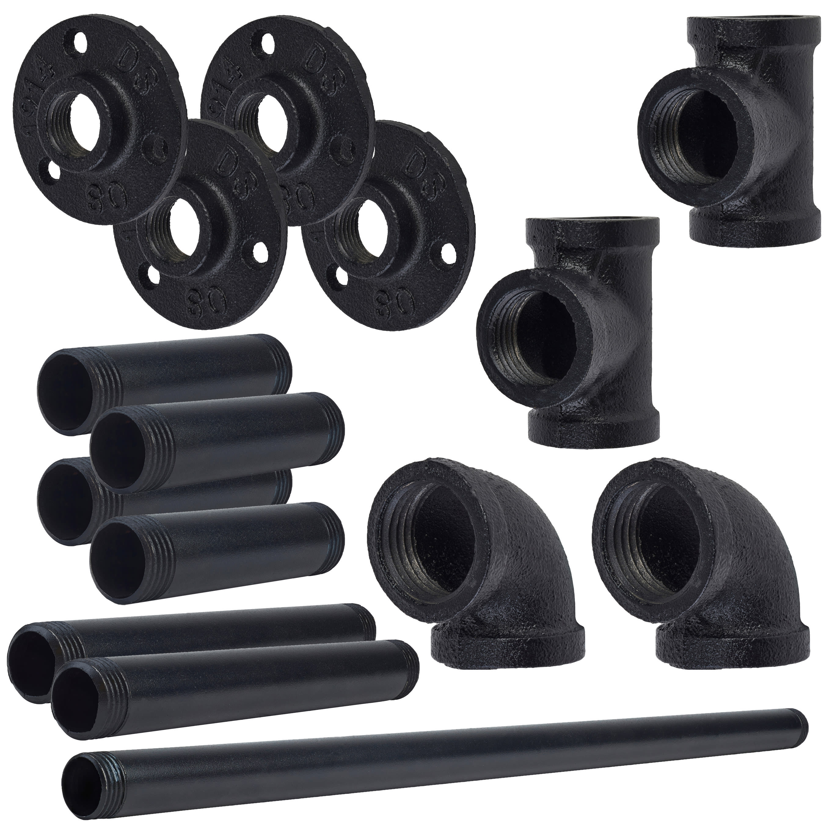 3/4" Pipe Shelf Kit with Downwards Facing Hanging Rail - Black - view 2