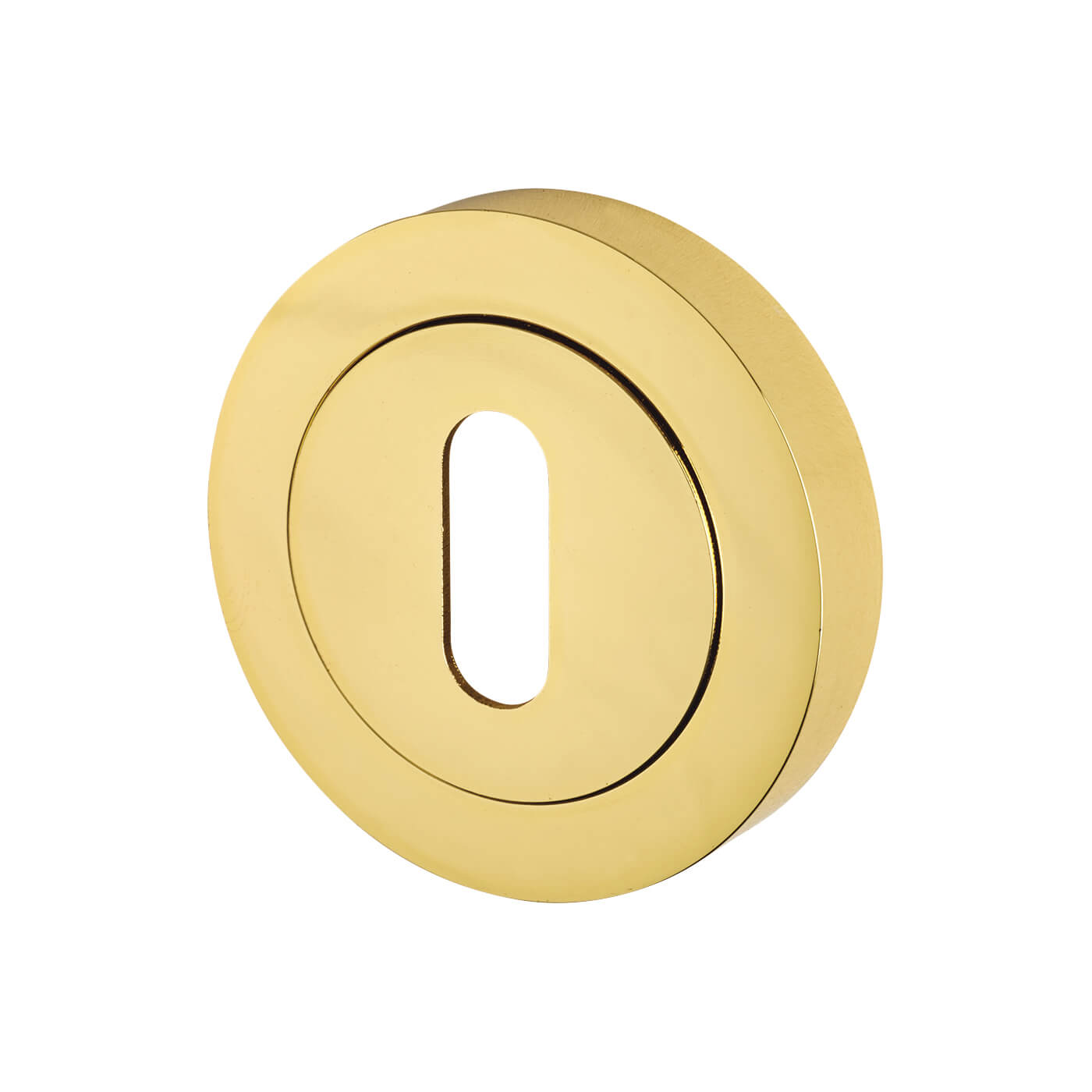 Escutcheon - 50mm Diameter - Keyhole - Polished Brass - view 2