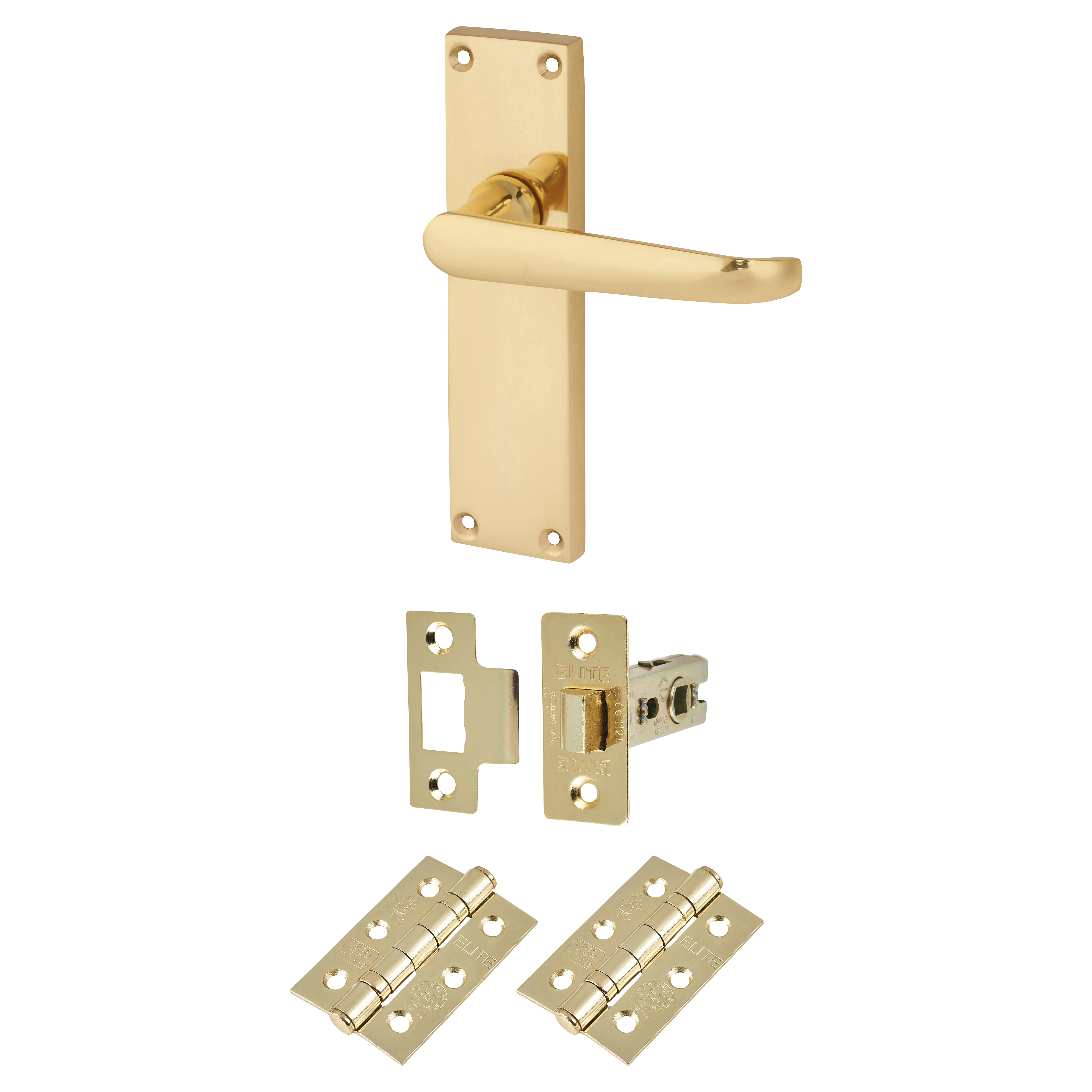 Polished Brass Victorian Straight Latch Door Handles Pack - view 2