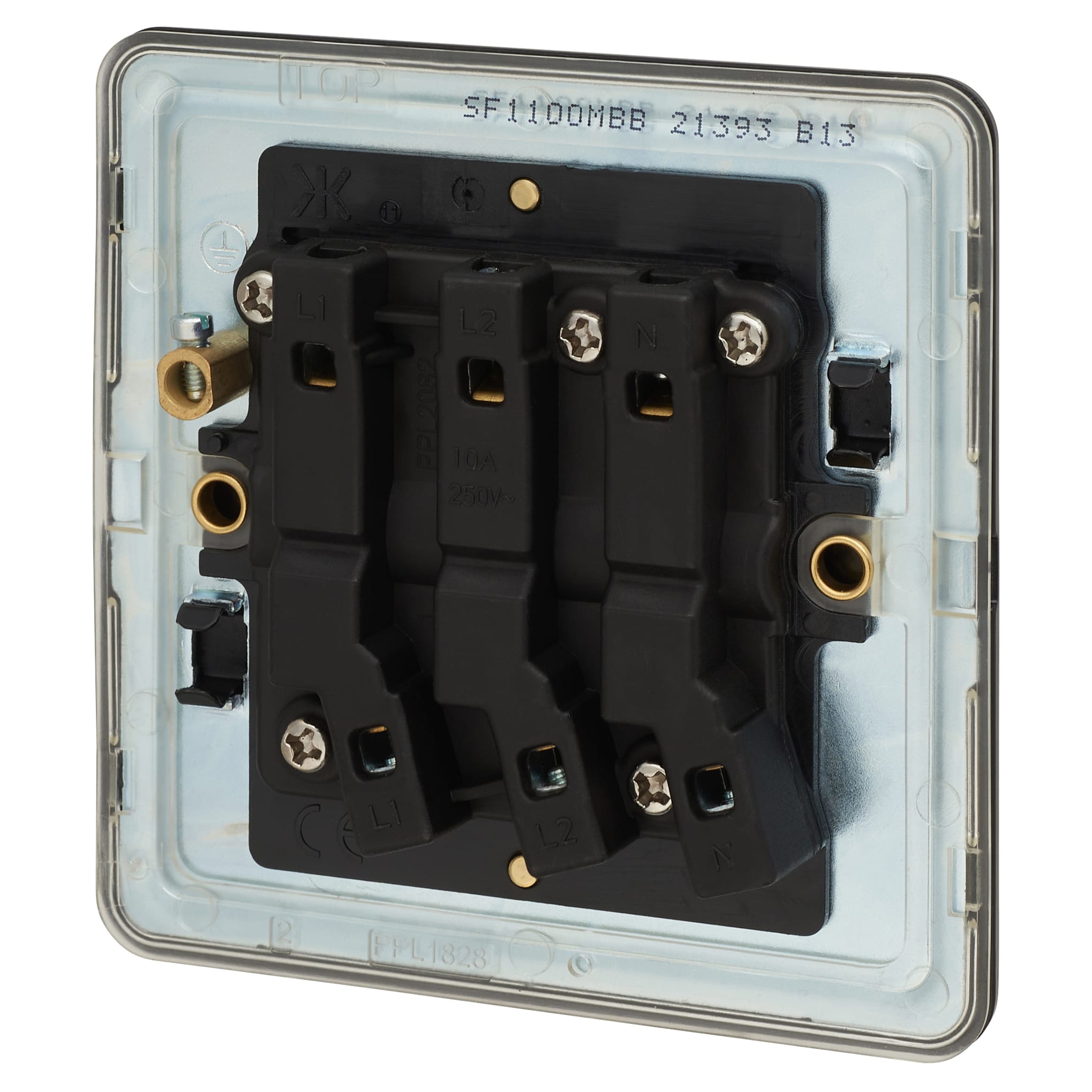 10AX 1 Gang Triple Pole Fan Isolator Switch - Matt Black - view 3