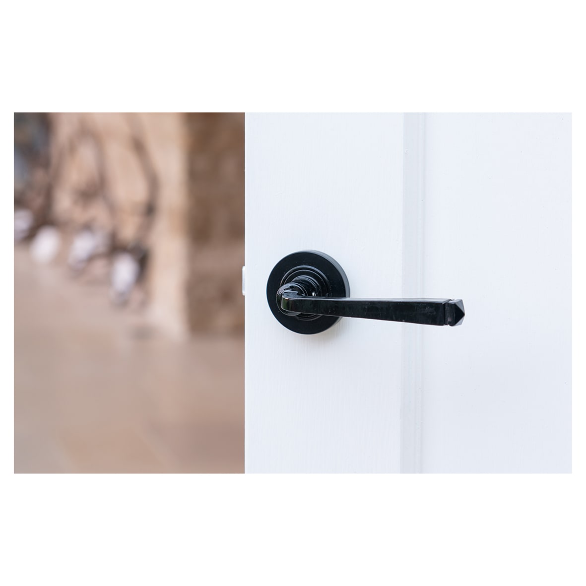 Black Door Handles on Round Rose - Avon Range - view 4