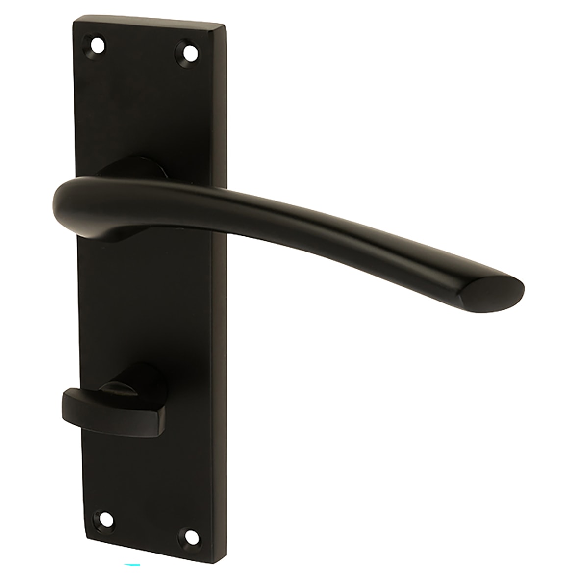 Matt Black Bathroom Lock Door Handles Pack - Rimini Range - view 2