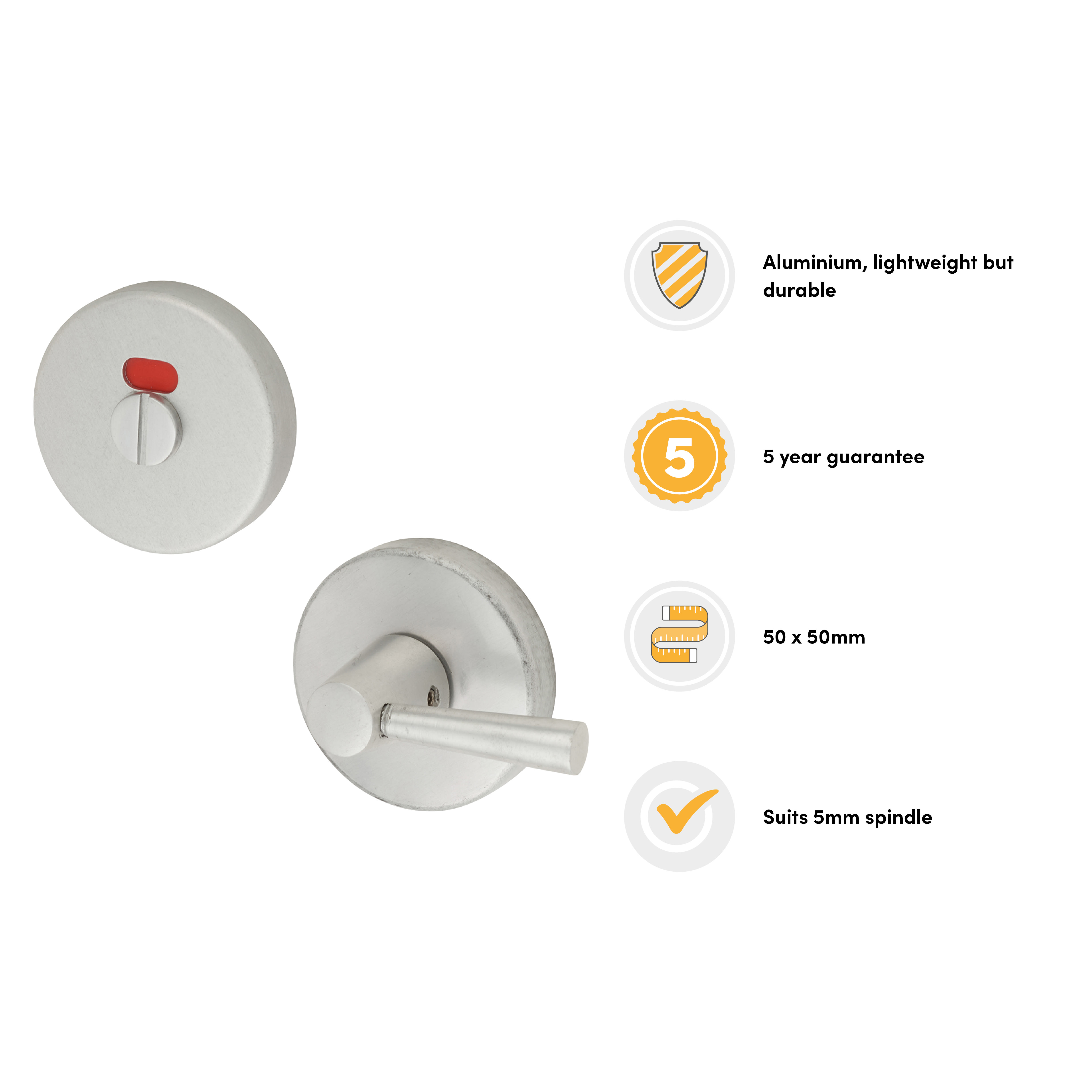 Puma Bathroom Turn & Release - 50mm Diameter - Extended Turn - Satin Aluminium - view 3