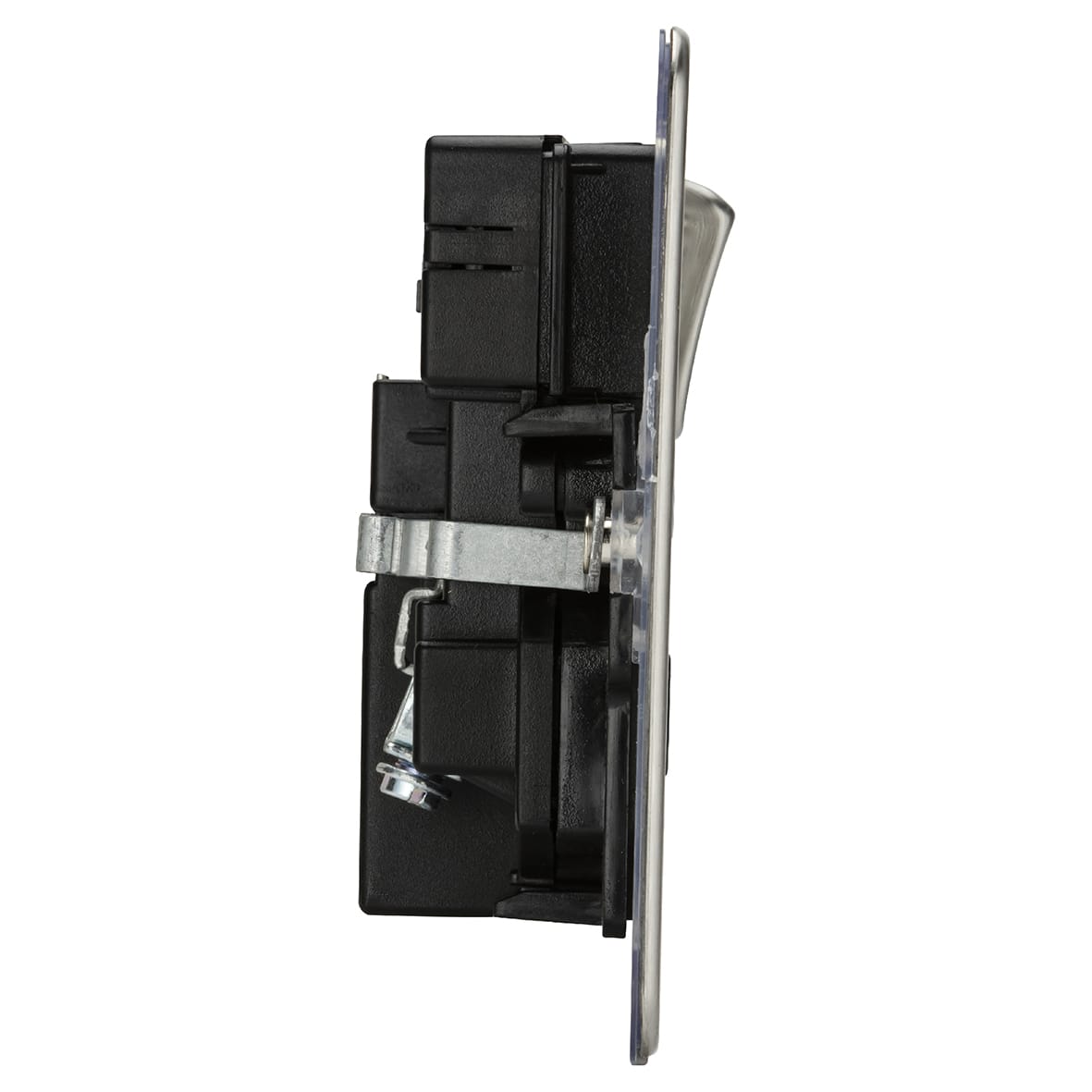 13A 2 Gang Flat Plate Type A/C USB Socket with 2 x USB - 4A - Brushed Chrome/Black - view 4
