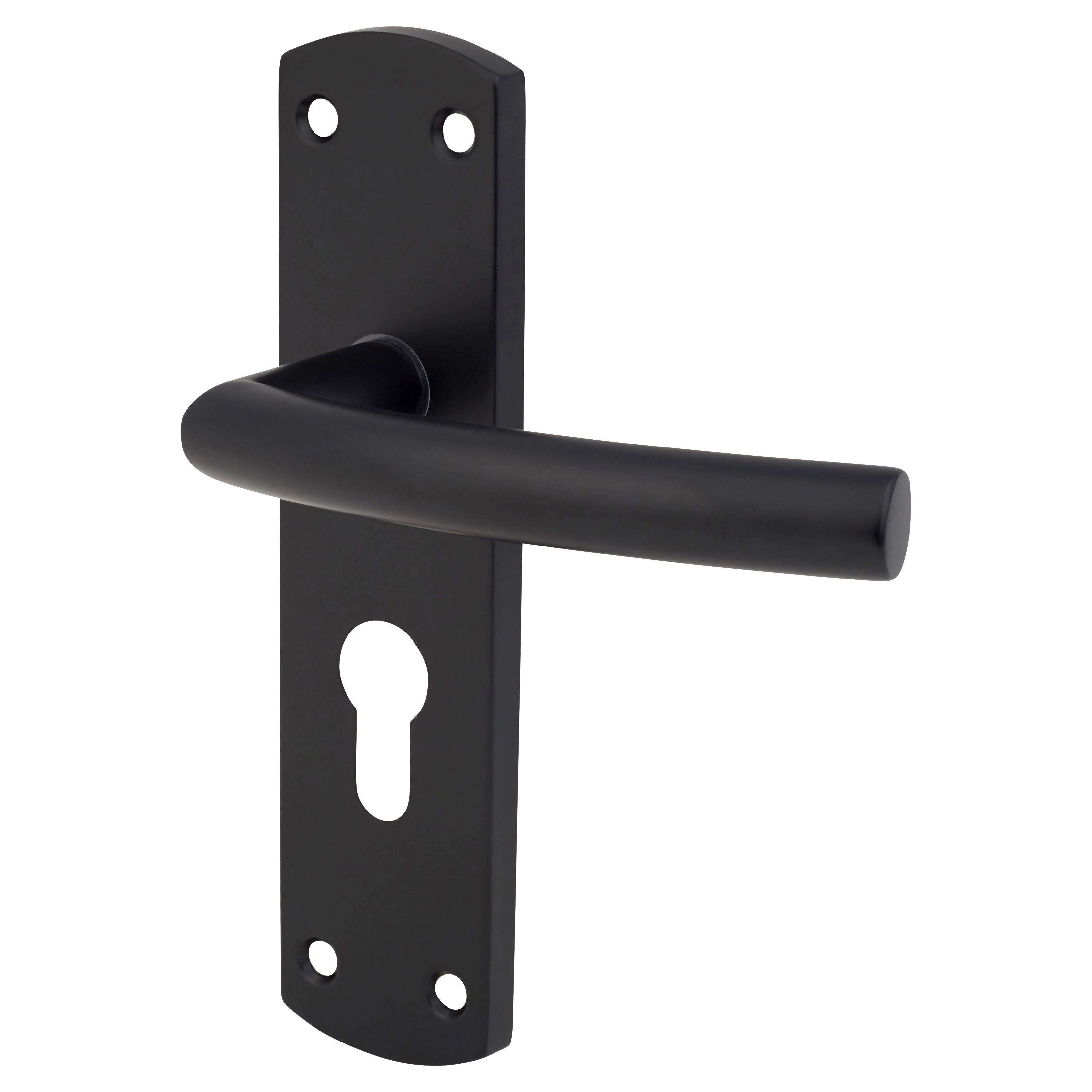 Matt Black Arched Euro Lock Door Handles - 172 x 44mm - view 2